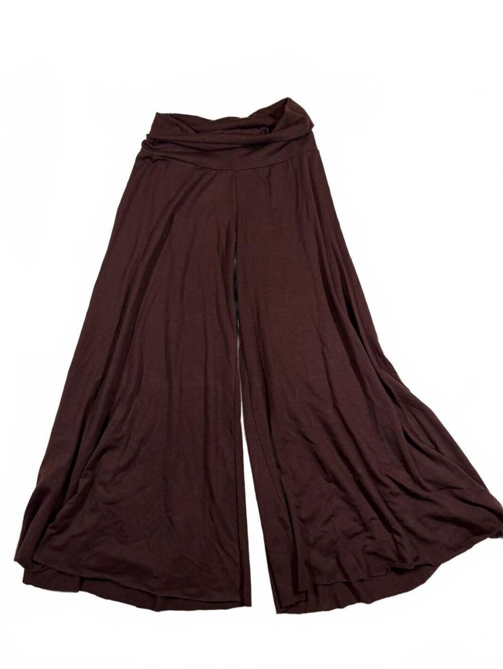 Y2K Deadstock Low Rise Fold Over Brown Gaucho Capri Wide Leg Pants Size M